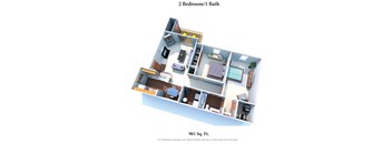 2 bed 2 bath floor plan G at Deercross Apartments, Cincinnati, Ohio