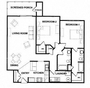 HARRISON 2bed/2bath luxury apt, North 1st floor Floor Plan 11
