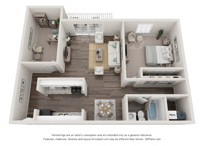 One bedroom apartment floor plan