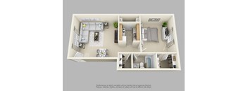 One Bedroom Floor Plan at Mariners Green Apartments