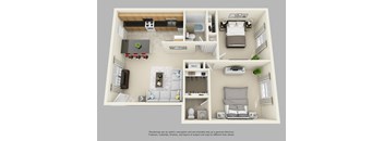 Two Bedroom Floor Plan at Mariners Green Apartments