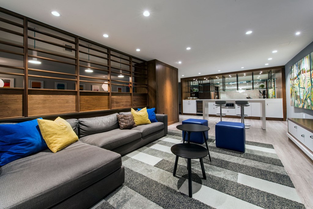 a living room with couches and a table