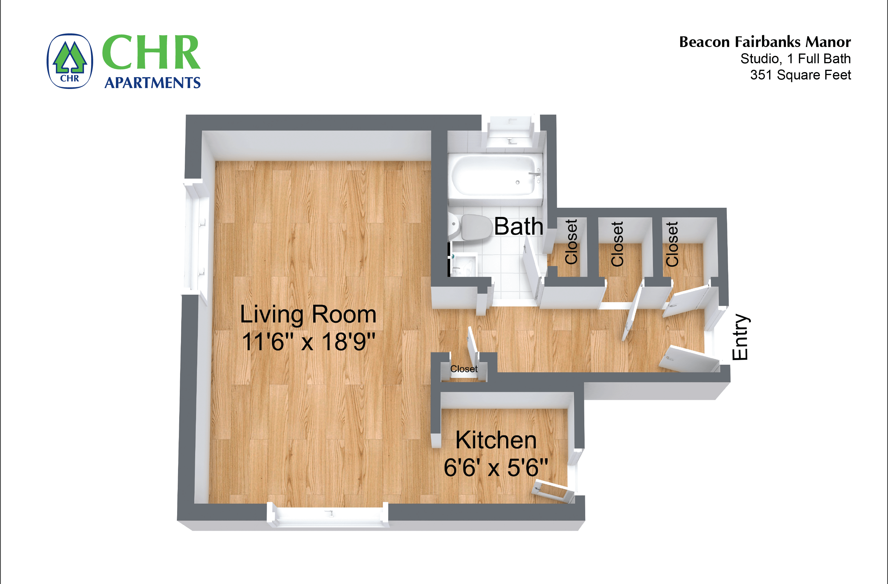Studio/1 Bath