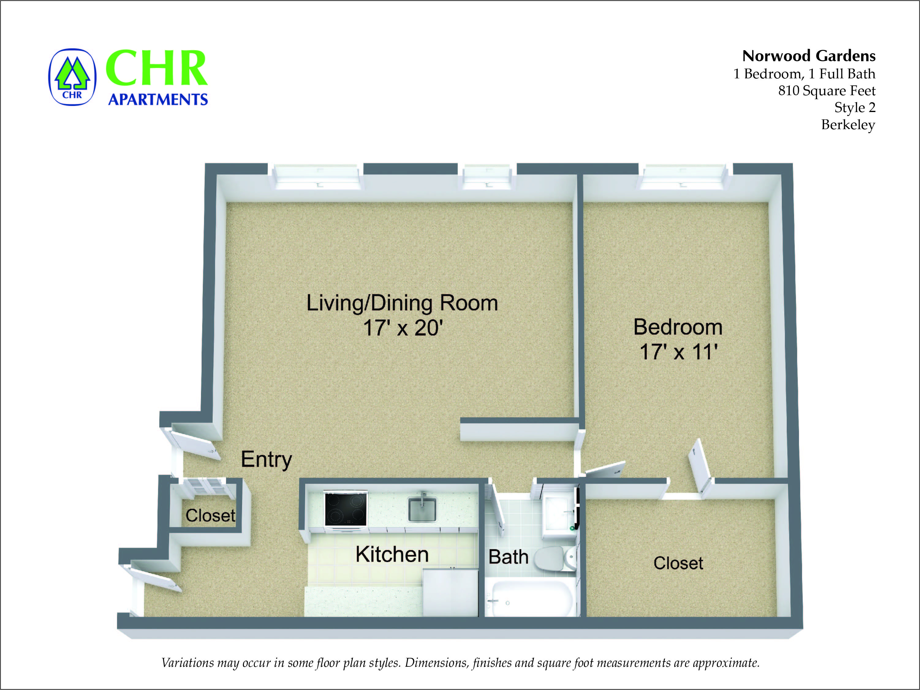 1 Bed/1 Bath with Walk-In Closets