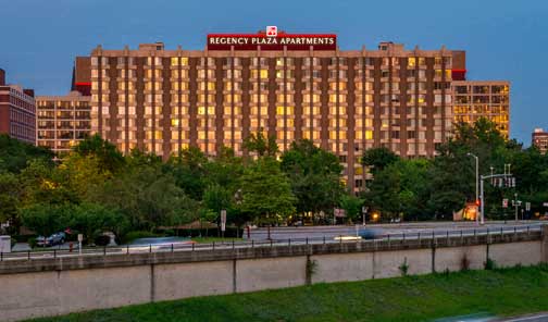 a large building with a sign on the top of it