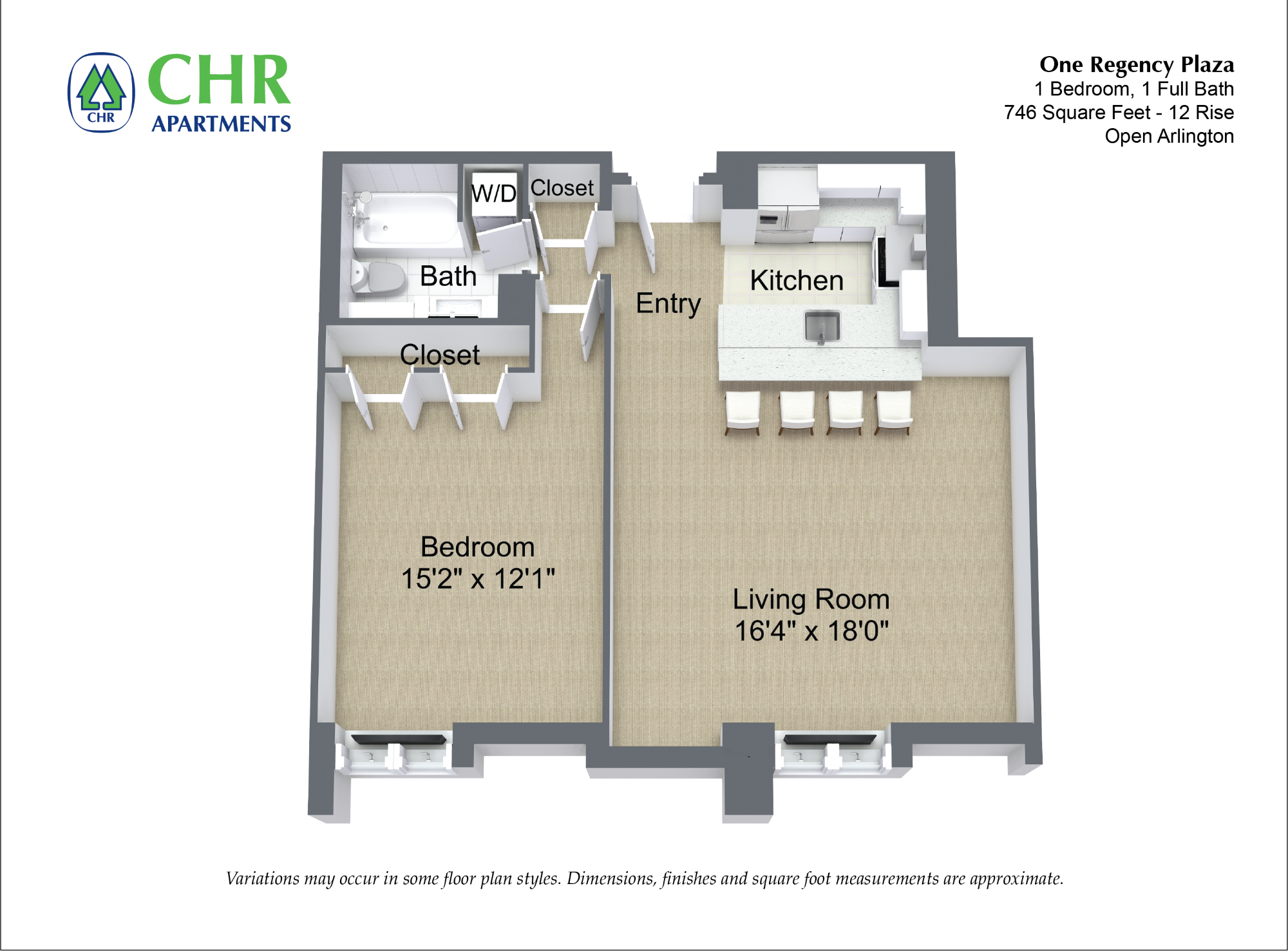 1 Bed/1 Bath with Large Kitchen
