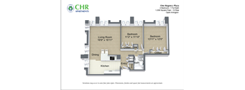 2 Bedroom with Open Kitchen