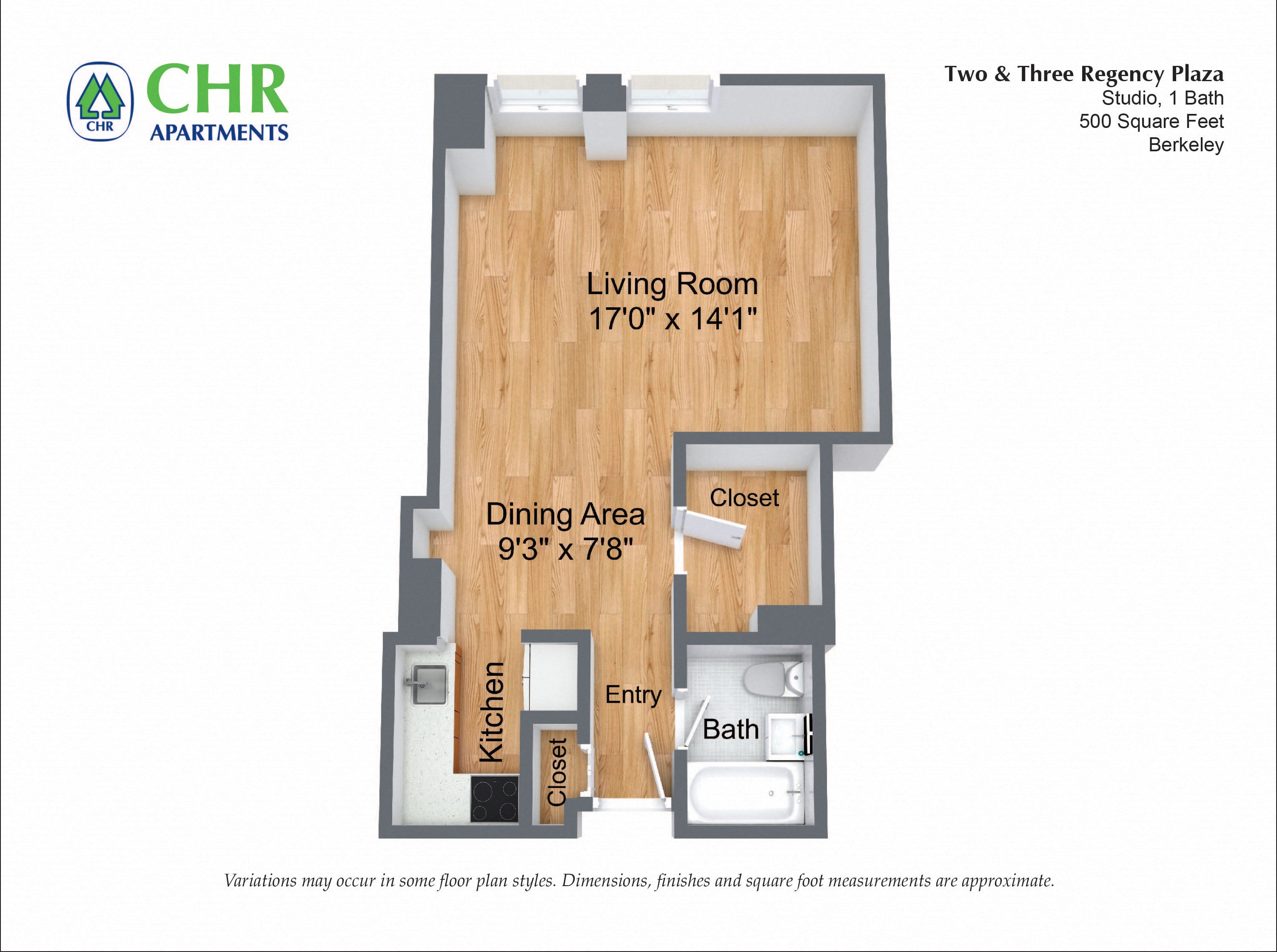 Studio/1 Bath With Walk-In Closets