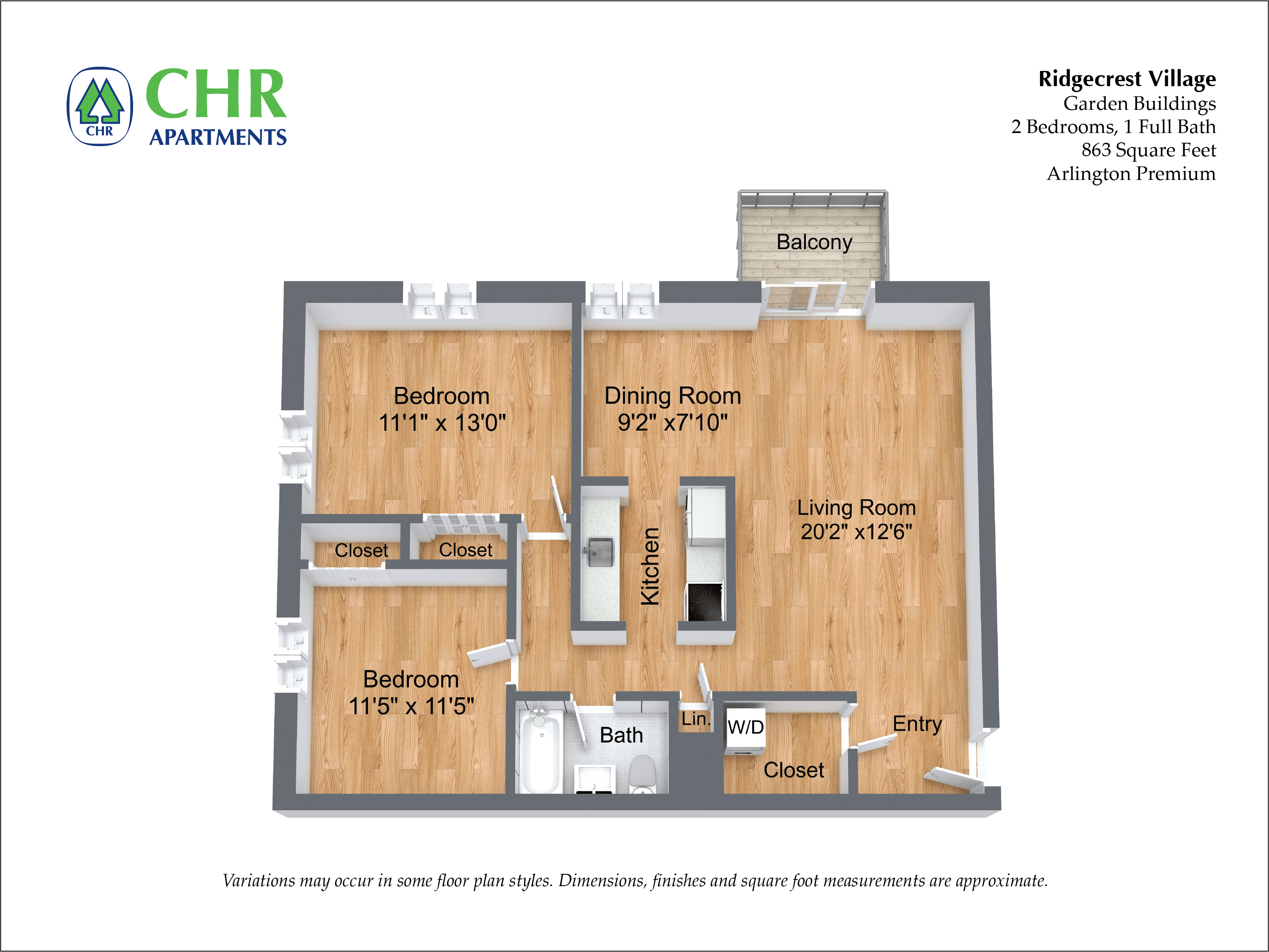 2 Bed/1 Bath with Storage Closet