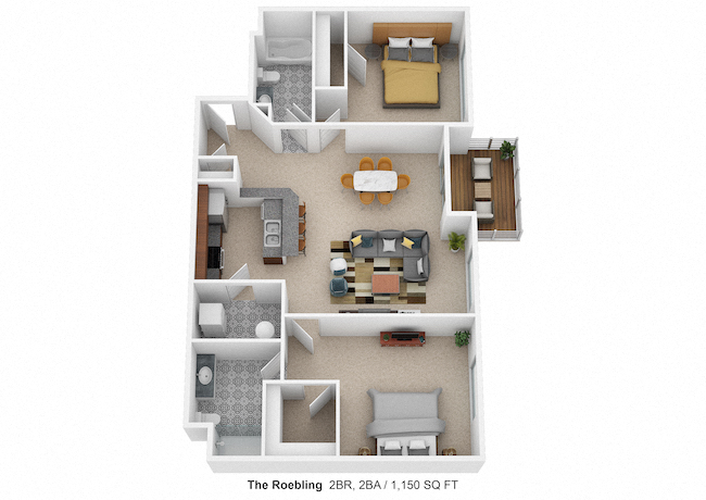 The Roebling Floor Plan at Desales Flats, Ohio