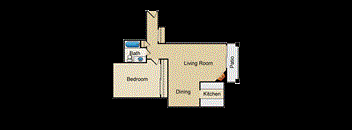 1BR 1BA - FLOOR PLAN F - 972 HILGARD
