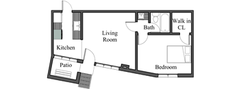 1BR 1BA - FLOOR PLAN D - 972 HILGARD