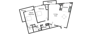2BR 2BA - FLOOR PLAN D - 972 HILGARD