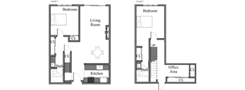 2BR 2BA LOFT - FLOOR PLAN G - 972 HILGARD