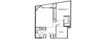 1 Bedroom 1 Bath With Den Floor Plan
