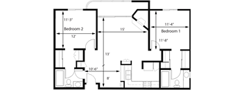 2BR 2BA - FLOOR PLAN E - 1441 MIDVALE