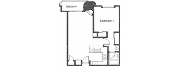 1BR 1BA - FLOOR PLAN A - 1400 MIDVALE