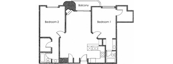 2BR 2BA - FLOOR PLAN A - 1400 MIDVALE