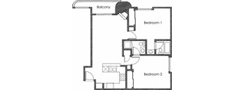 2BR 2BA - FLOOR PLAN B - 1400 MIDVALE