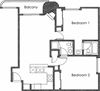 2BR 2BA - FLOOR PLAN B - 1400 MIDVALE