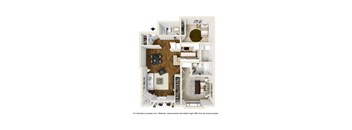 2 bed 2 bath floor plan A at Darlington Apartments, California, 90049