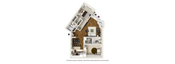 2 bed 2 bath floor plan C at Darlington Apartments, Los Angeles, 90049