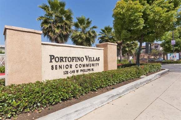 a sign for the portofino villas senior community