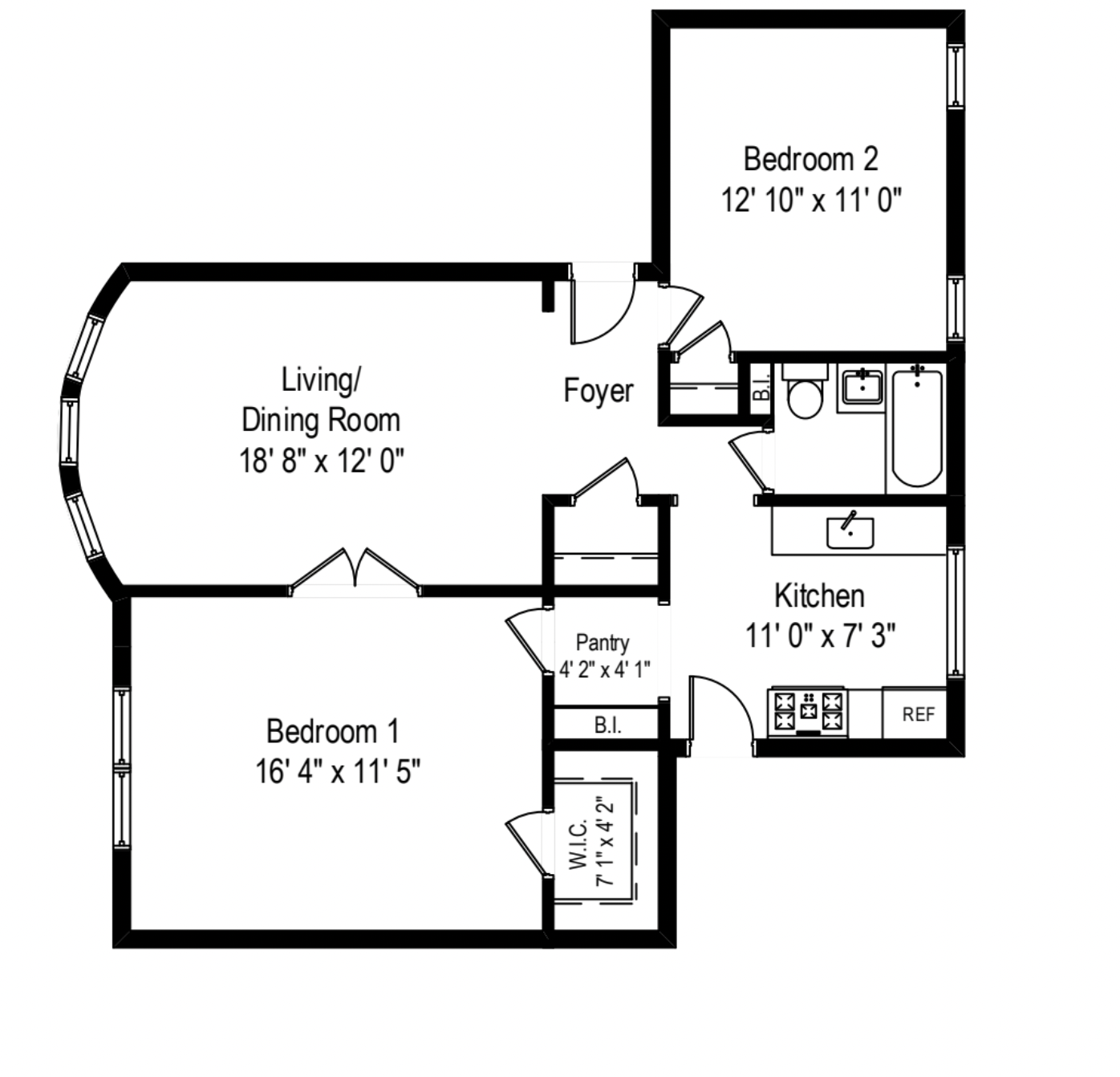 2 Bedroom - 1 Bathroom
