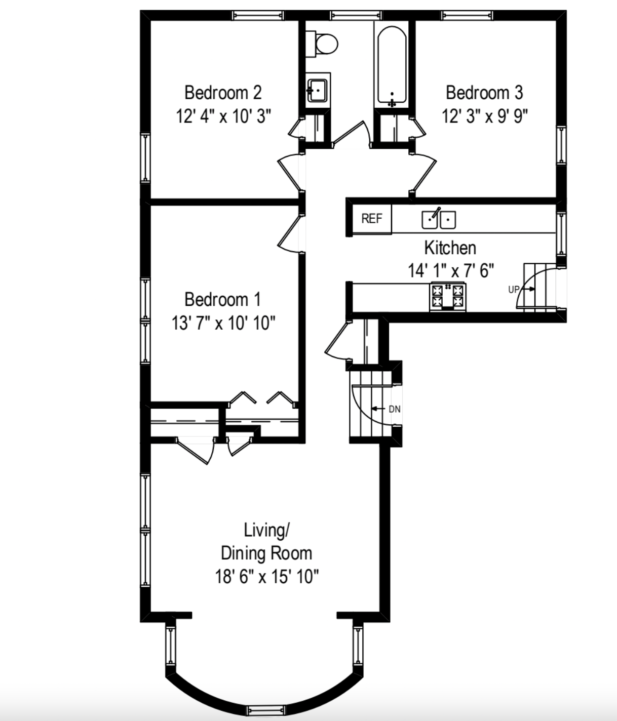3 Bedroom - 1 Bathroom