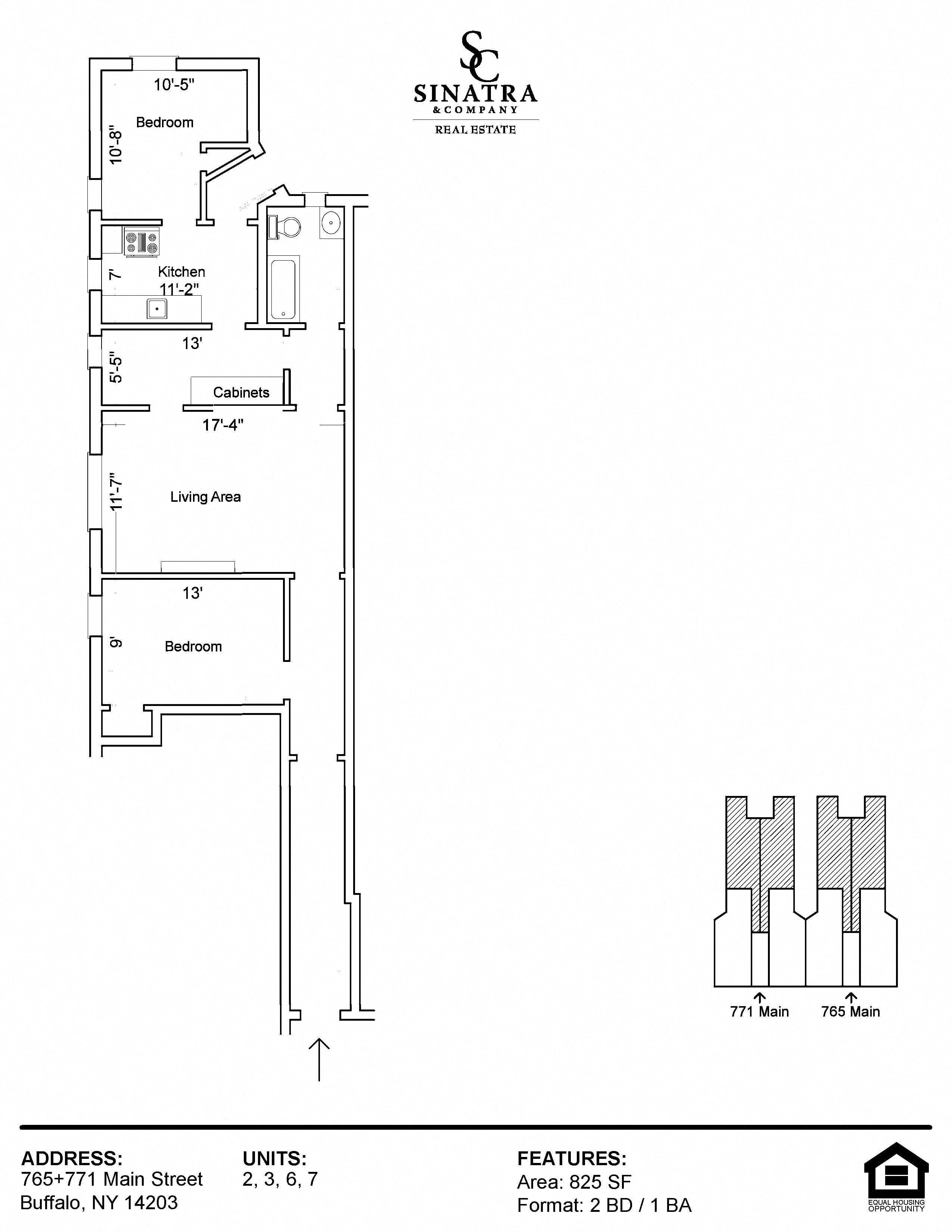 765 Main Street Two Bedroom Floor Plan