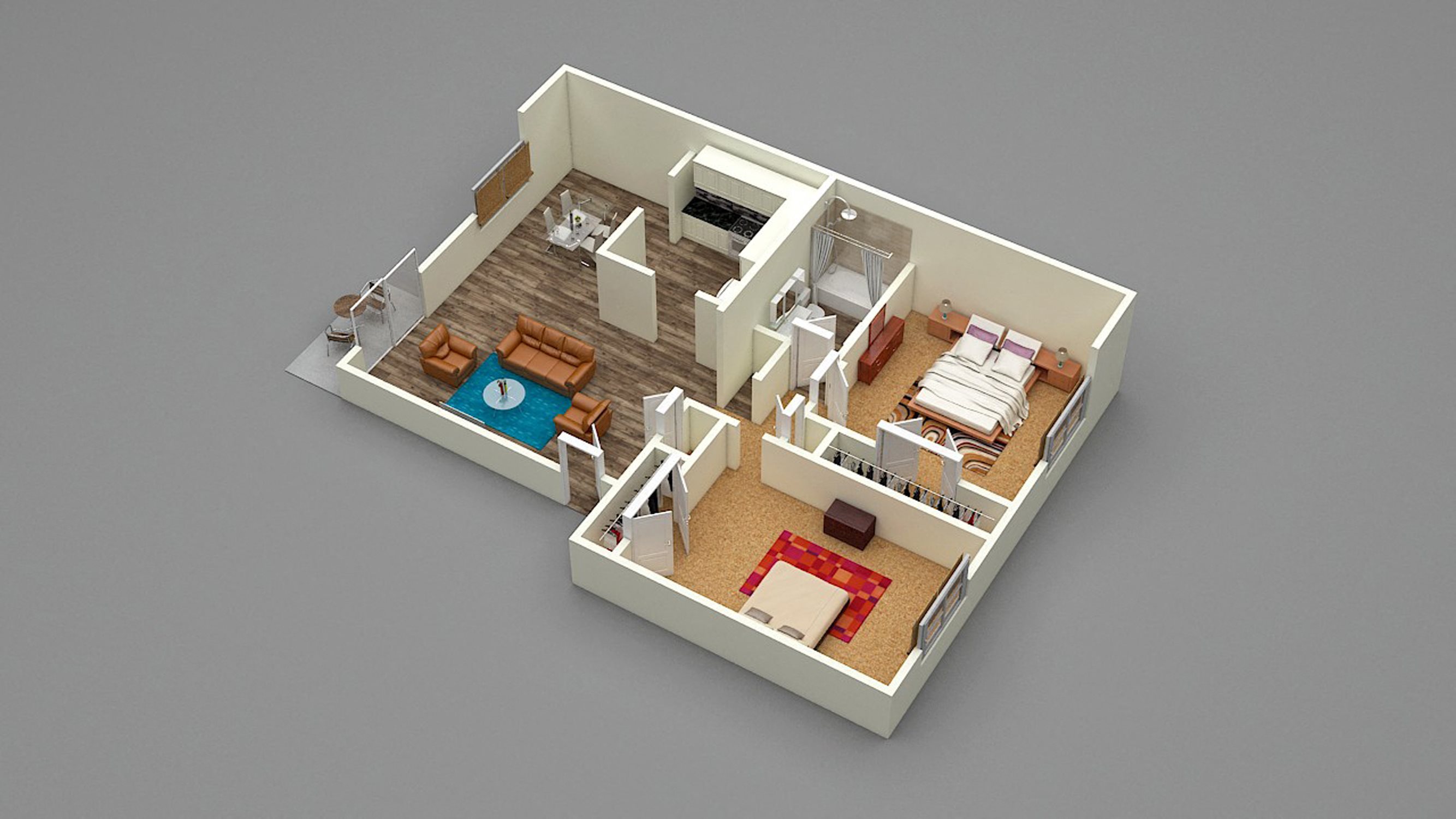 Two Bed - One Bath - D1 Floor Plan 5 Two Bed - One Bath - D1 Floor Plan 5
