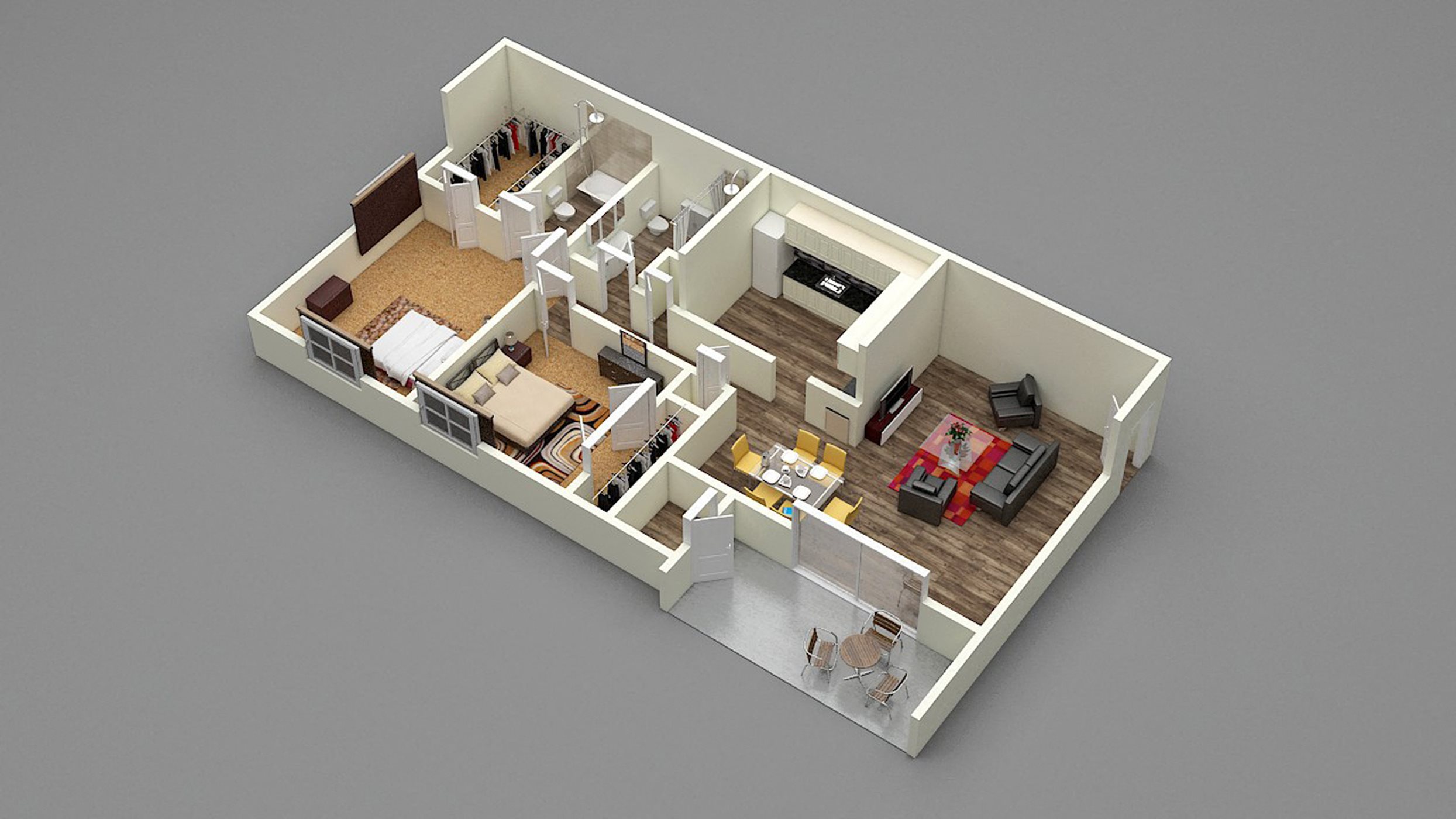 Two Bedroom - Two Bath - D2 Floor Plan 6 Two Bedroom - Two Bath - D2 Floor Plan 6