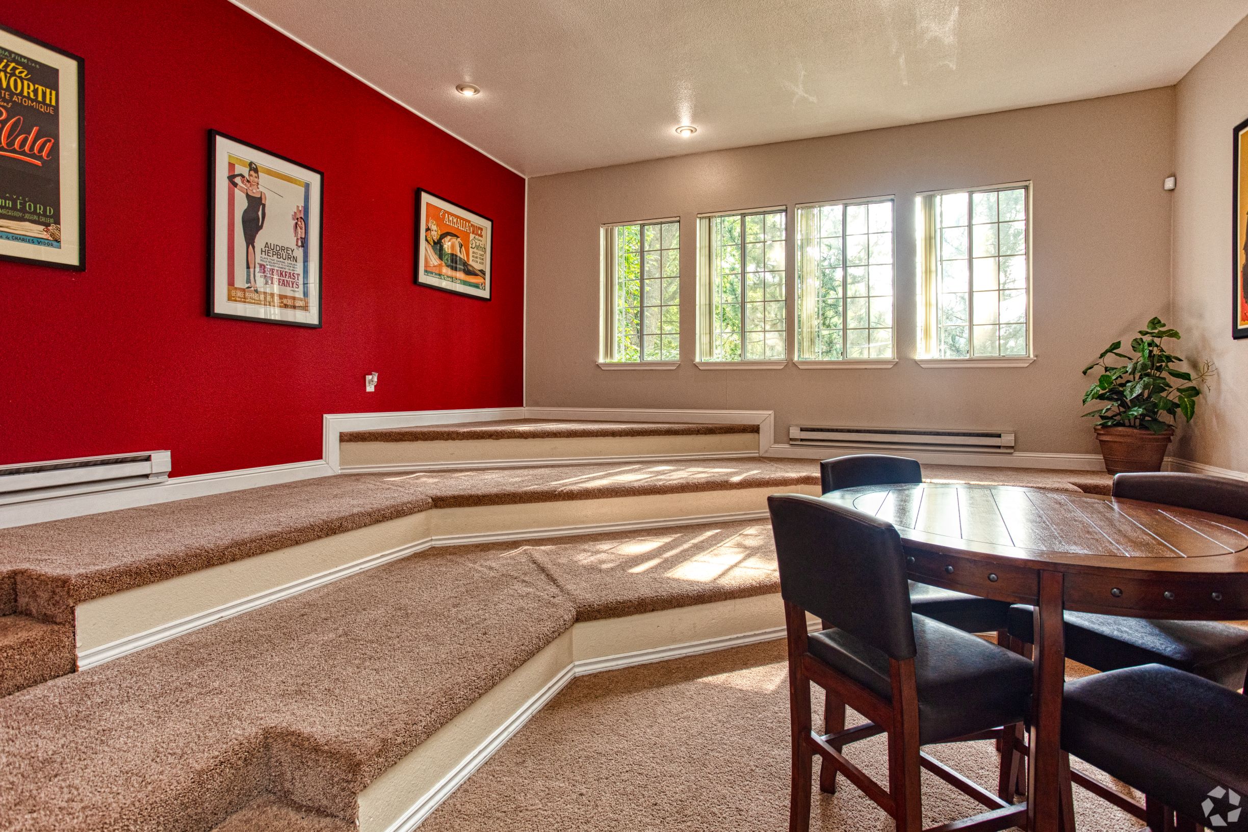 The Community Theater Room at Bellwether Apartments in Olympia, Washington