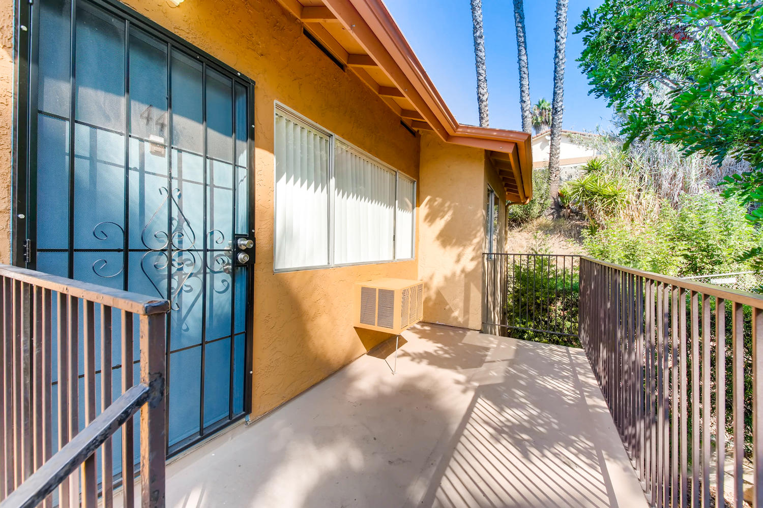 Our Apartment Front Balcony Entrance at Vista Flores Apartments in San Marcos, California