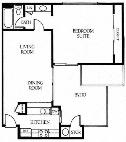 1B 1B Floor Plan 1