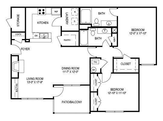 Renovated Floor Plan C (B1R) Floor Plan 3
