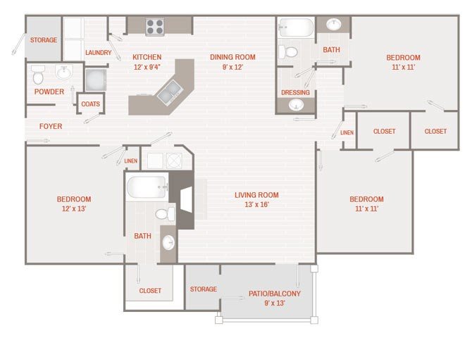 Renovated Floor Plan E (C1R) Floor Plan 7