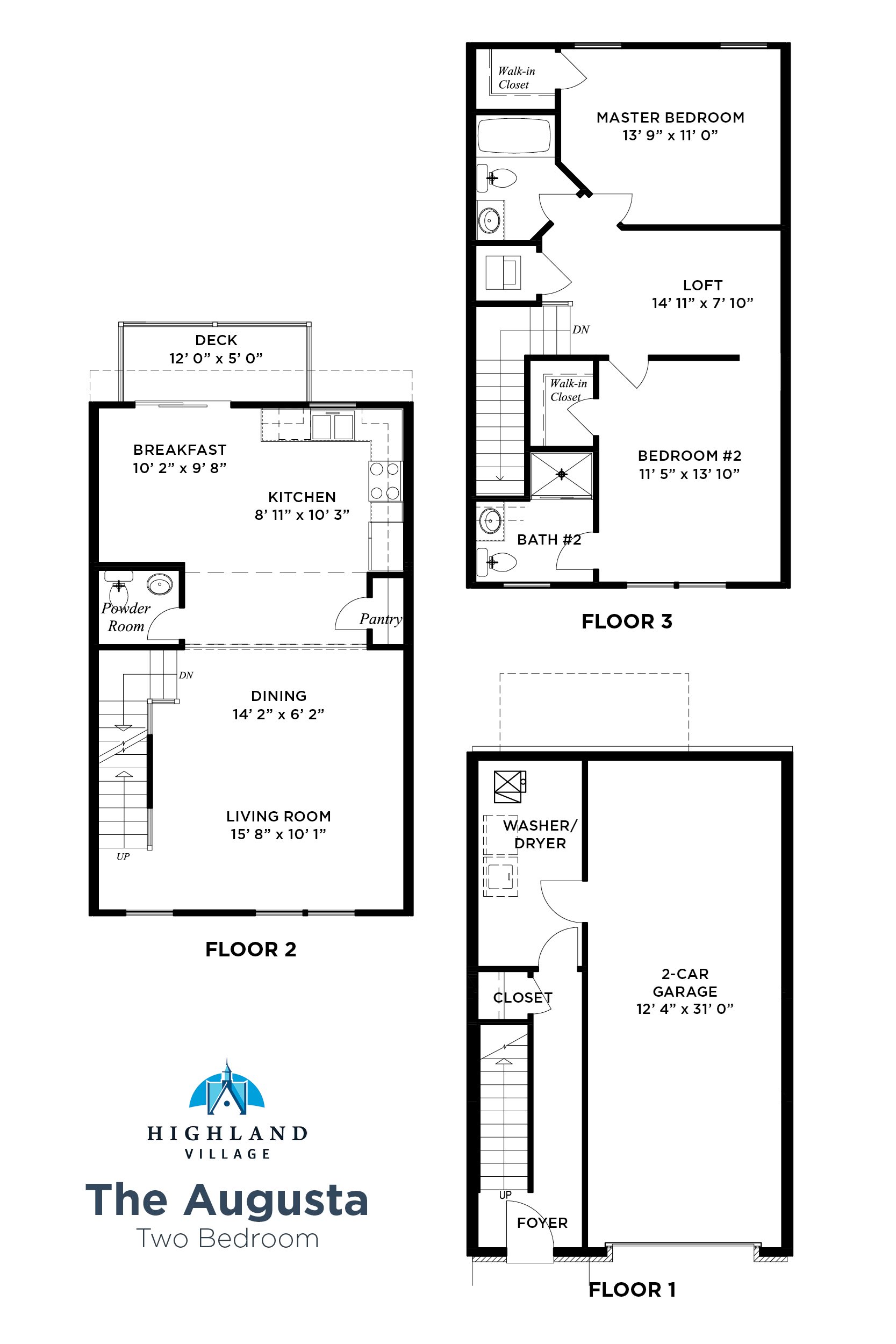 3 Bedroom Townhouse Floor Plans With Garage