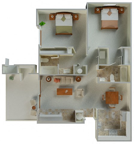 Belmont 2x2 1035 sqft floor plan