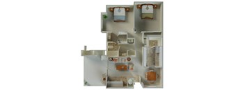 Derby 2x1 980 sqft floor plan