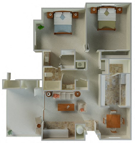 Derby 2x1 980 sqft floor plan
