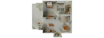 Lexington 1x1 724 sqft Floor Plan