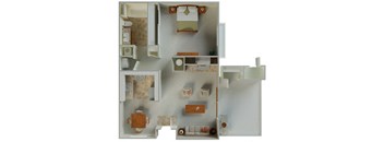 Polo 1x1 738 sqft Floor plan 