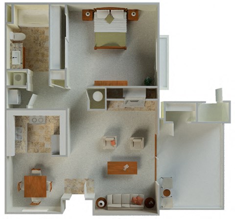 Polo 1x1 738 sqft Floor plan 