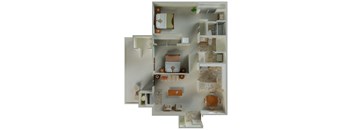Preakness 2x2 964 sqft floor plan