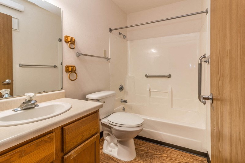 a bathroom with a sink toilet and a shower