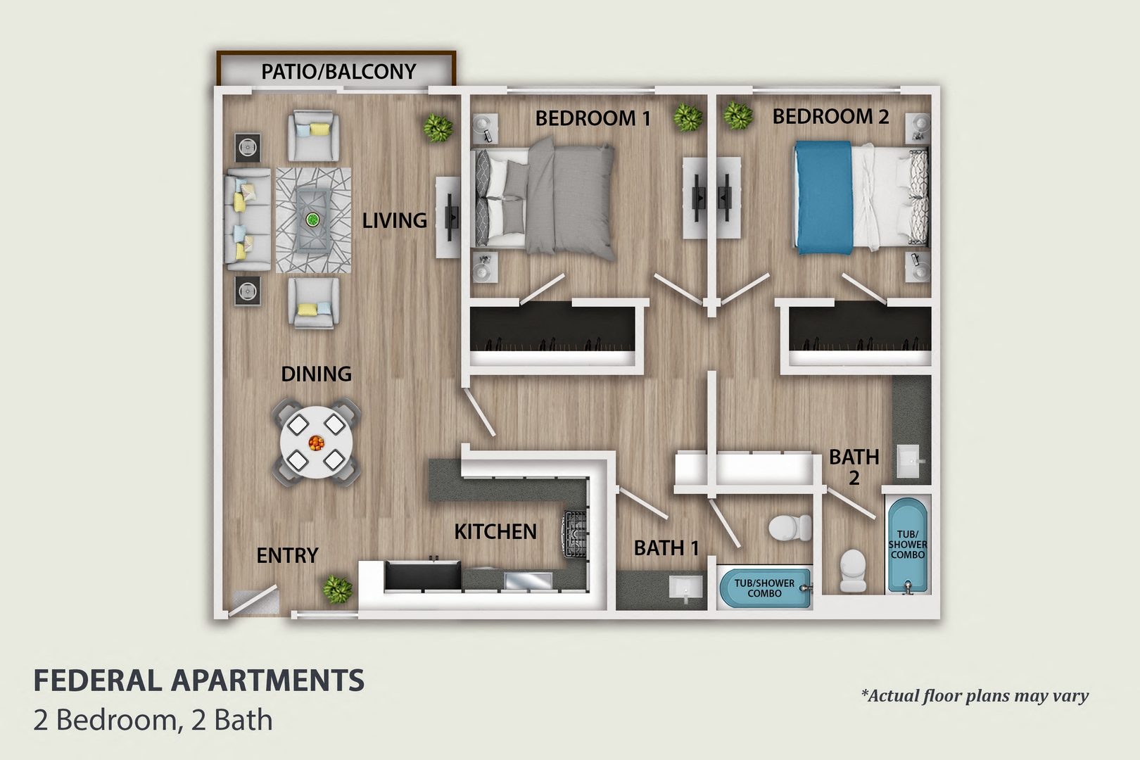 Two Bedroom, Two Bath