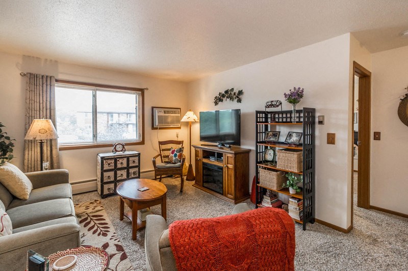 a living room with a couch and a tv