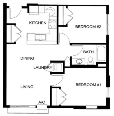 2 Bedroom Floor Plan