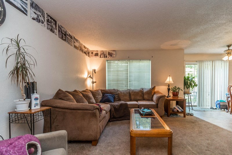 a living room with couches and a coffee table